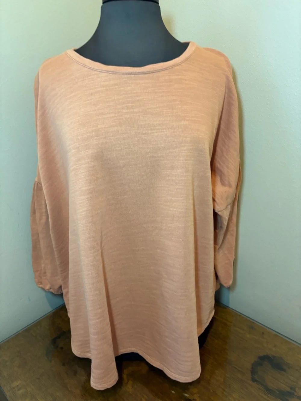 J. Jill Peach Relaxed Fit Long-Sleeve Pullover, peasant sleeves, XL, 100% cotton